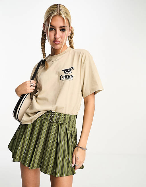 

Бежевая футболка с изображением жеребца Carhartt WIP