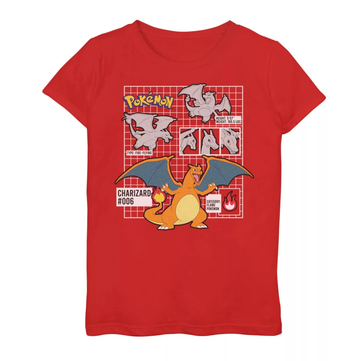 

Футболка с рисунком Pokémon Charizard Faces для девочек 7–16 лет Licensed Character