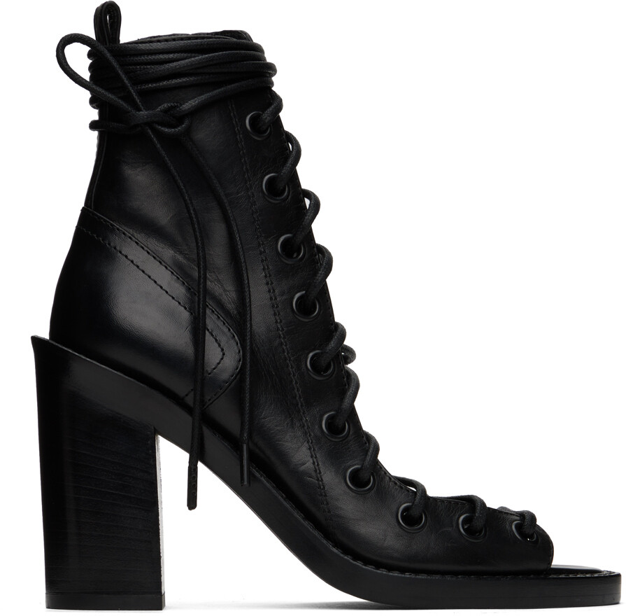 

Черные босоножки Ann Demeulemeester на каблуке со шнуровкой