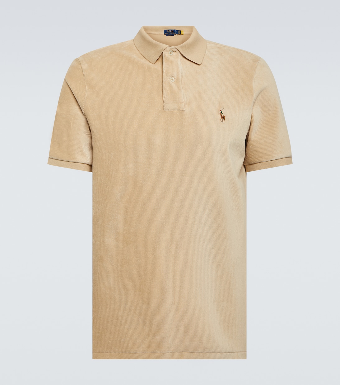 Бархатная рубашка-поло из смесового хлопка Polo Ralph Lauren, бежевый