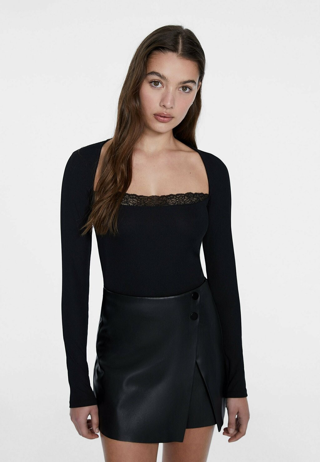 

Рубашка с длинным рукавом Stradivarius, черный