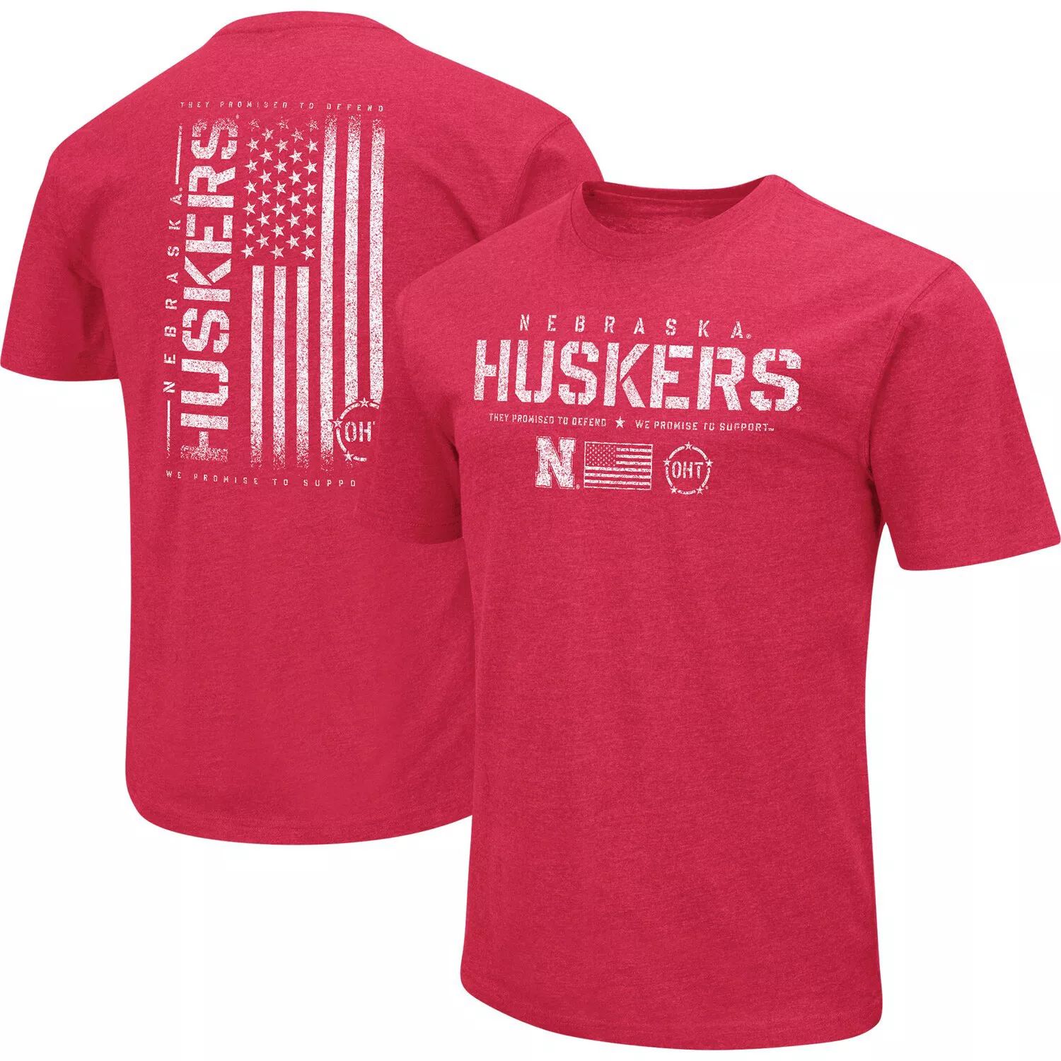 Мужская футболка Colosseum Scarlet Nebraska Huskers OHT Military Appreciation Flag 2.0