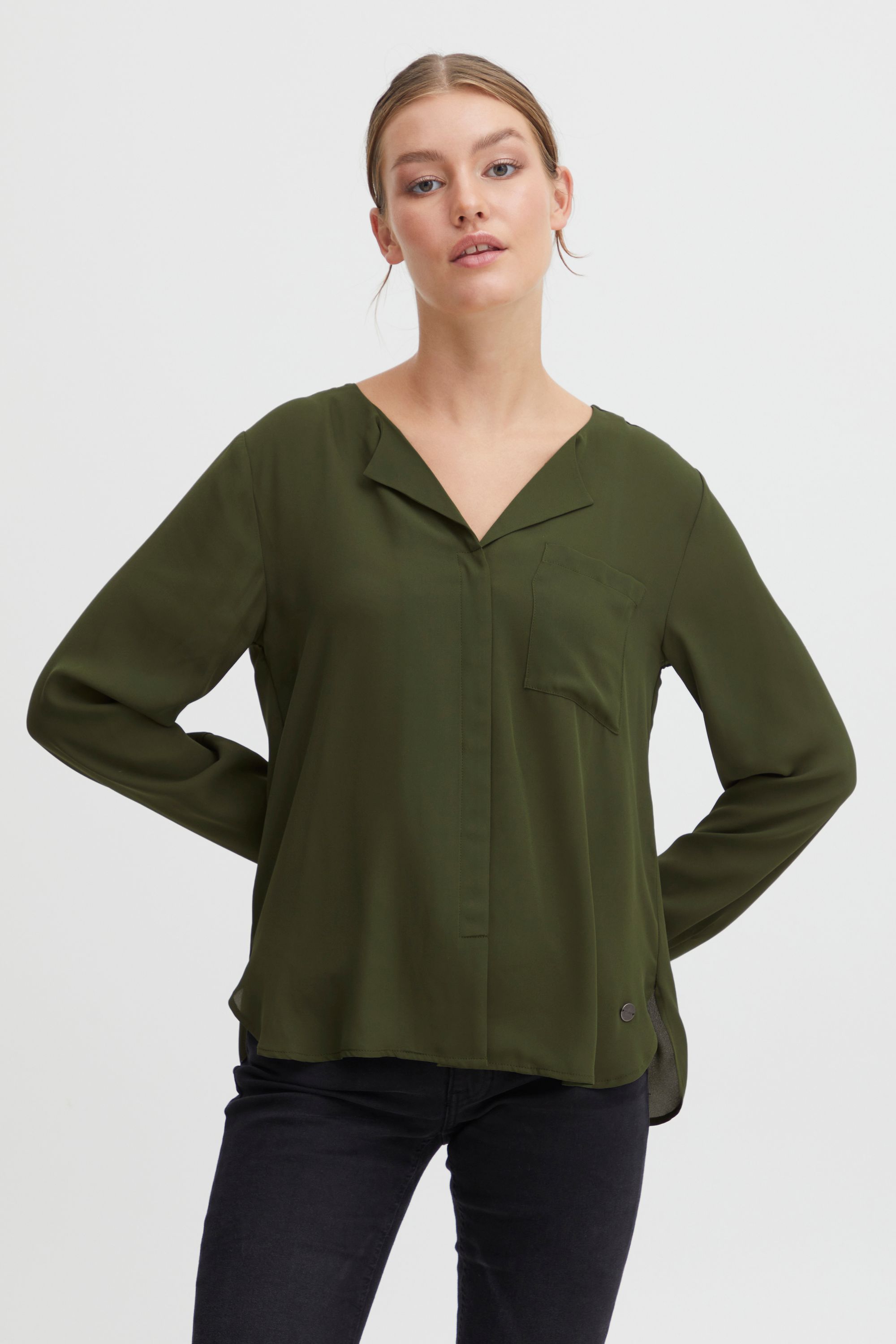 Блуза Oxmo Langarm, зеленый