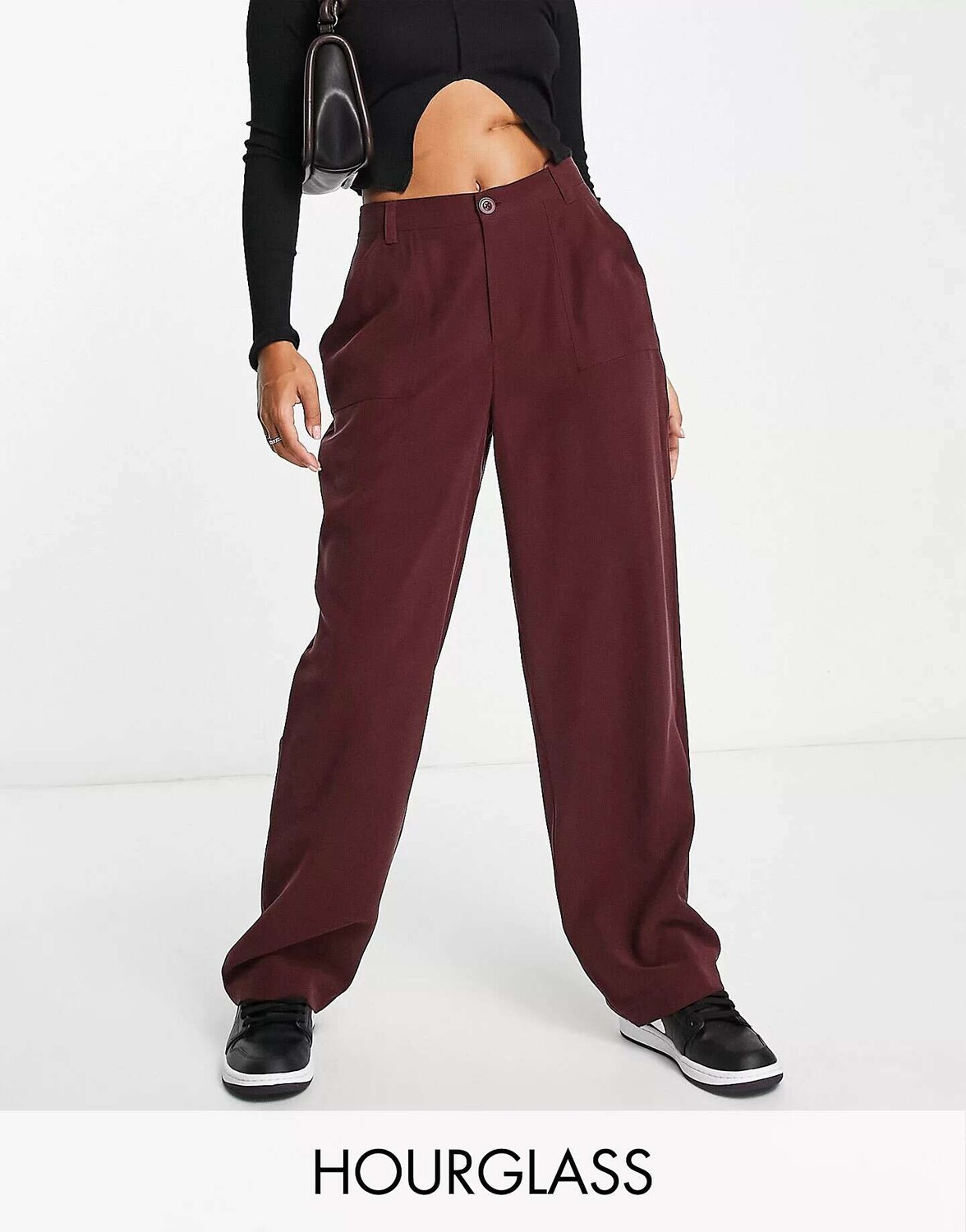 

Брюки бычьей крови ASOS Hourglass Dad