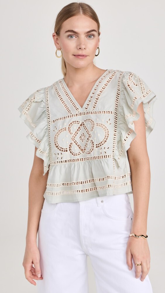 

Топ Sea Blaire Eyelet Flutter Sleeve, синий