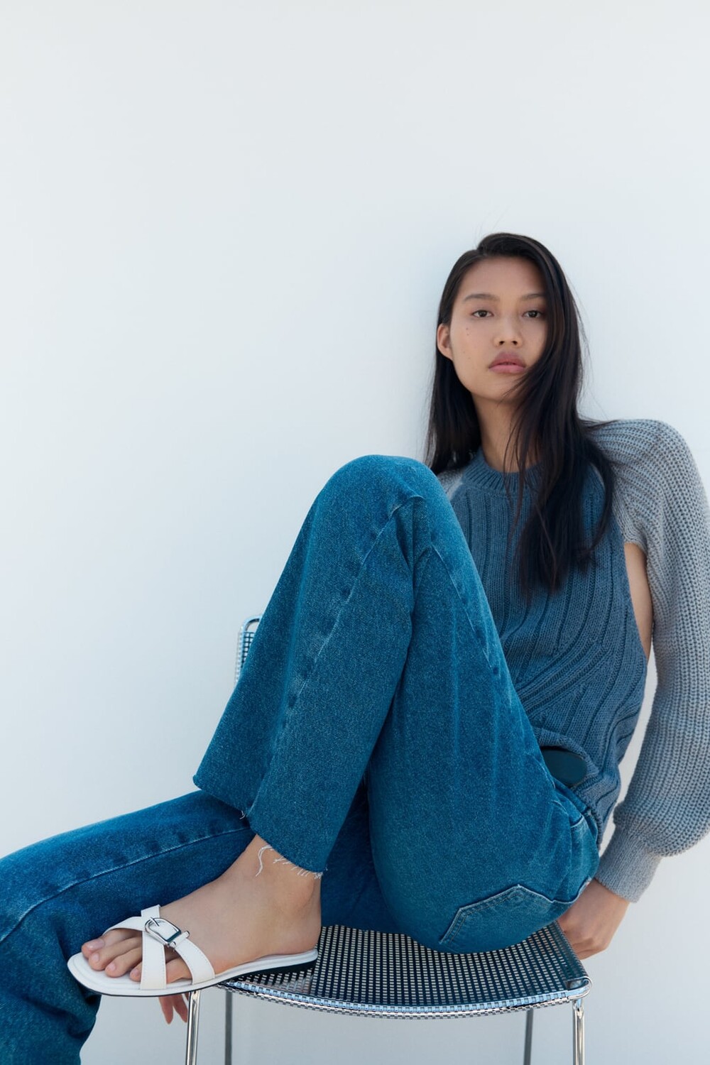 

Сандалии с перекрестными пляжками ZARA, белый
