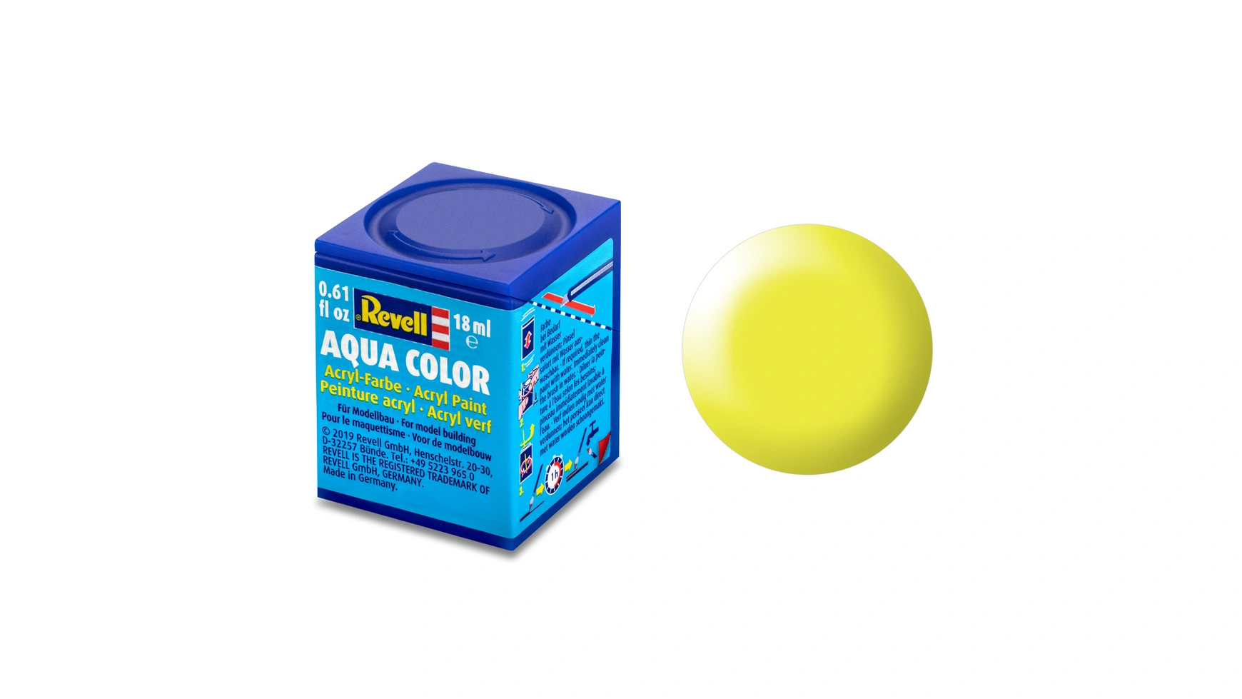 

Revell Aqua Color ярко-желтый, сатиновый матовый, 18мл