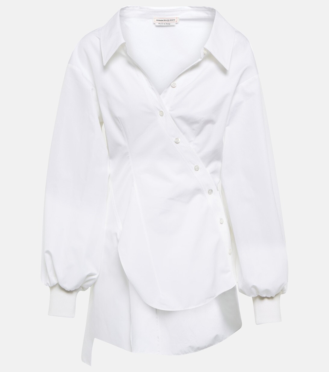 

Рубашка асимметричного кроя из хлопкового поплина ALEXANDER MCQUEEN, белый