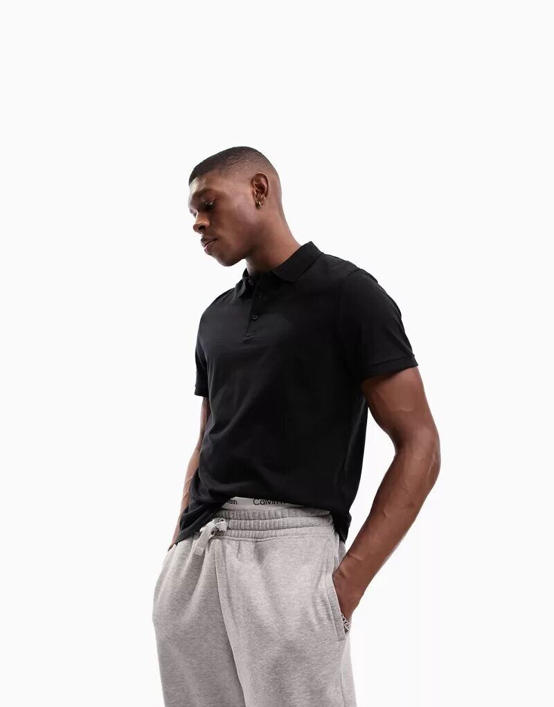 

Черная рубашка-поло из джерси ASOS