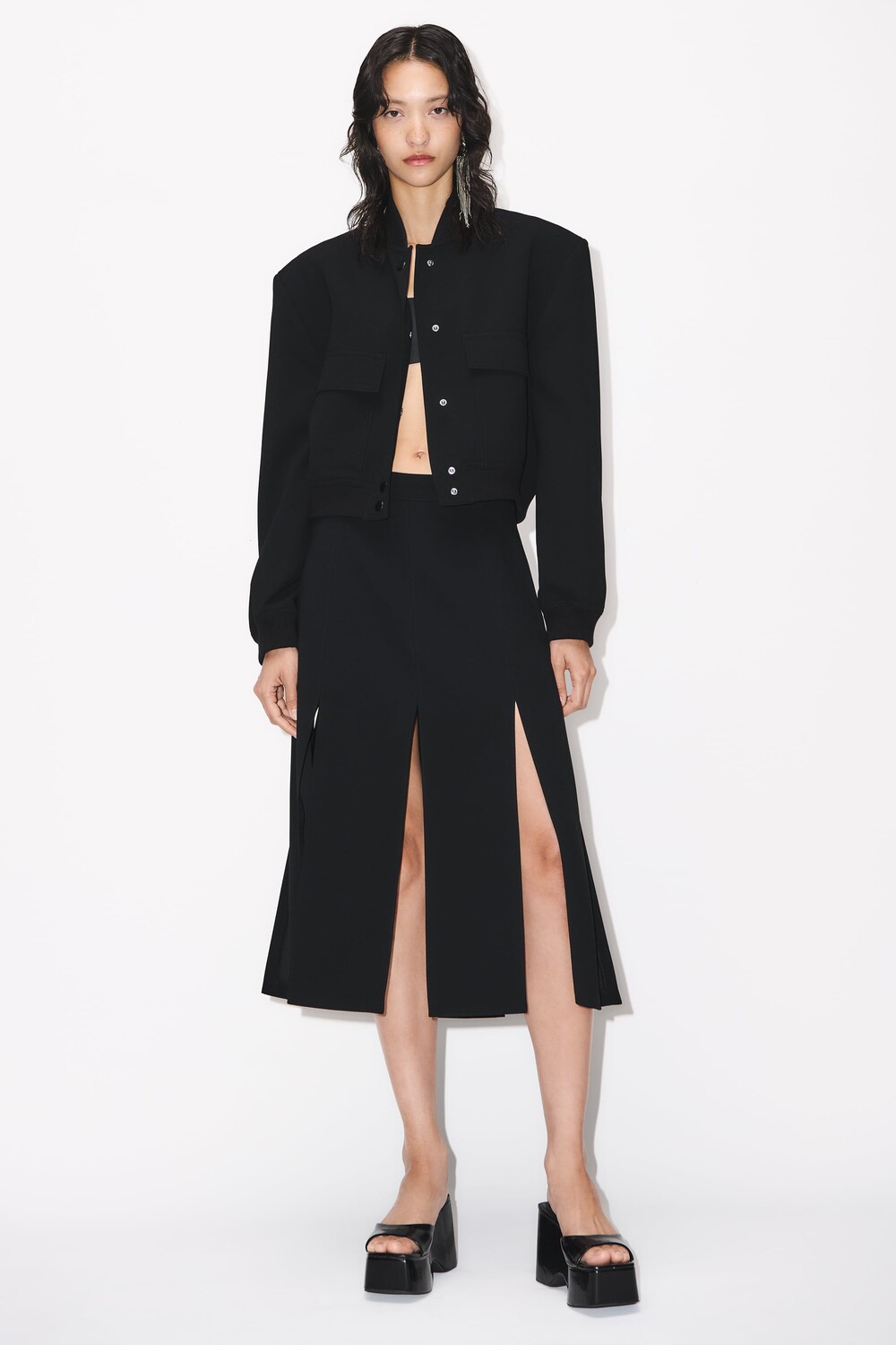 

Юбка миди с ремнями Zara, черный