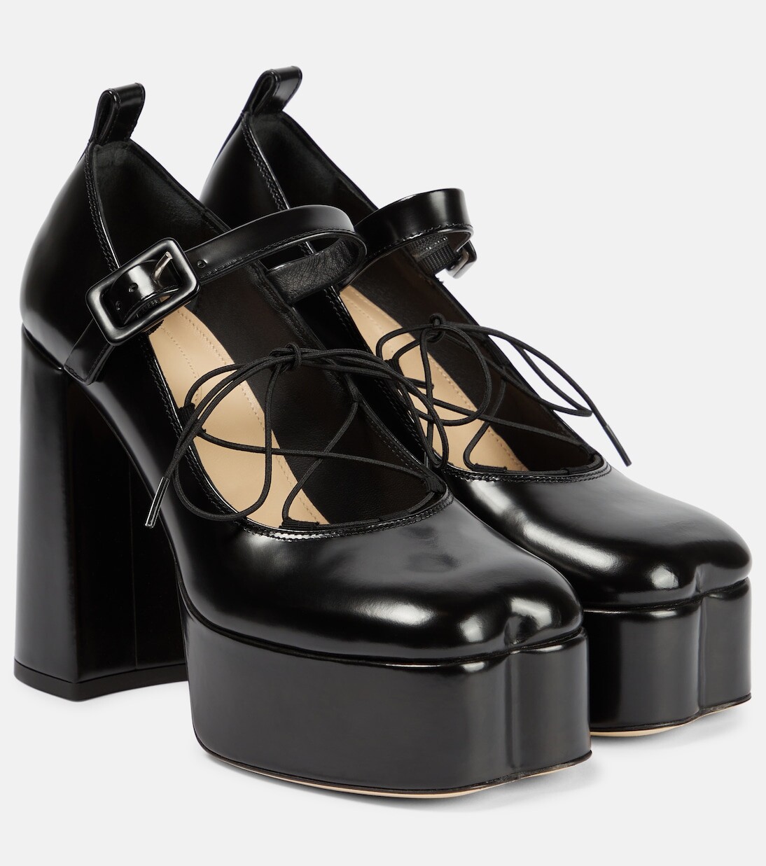 

Кожаные балетки на платформе Simone Rocha, черный