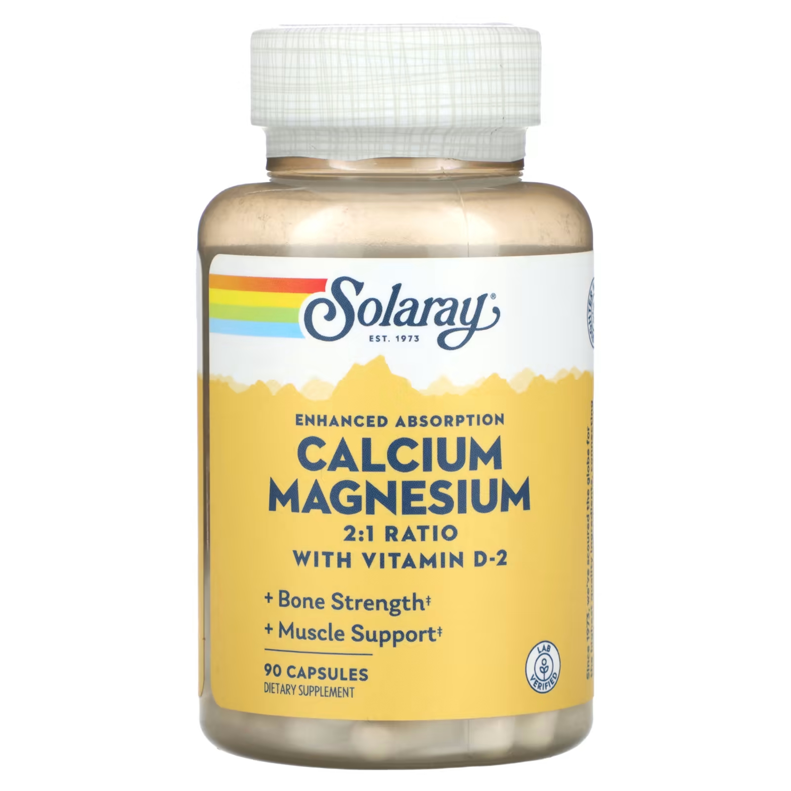 Пищевая добавка Solaray Кальций-магний, 90 капсул solaray кальций магний цинк 250 вегетарианских капсул