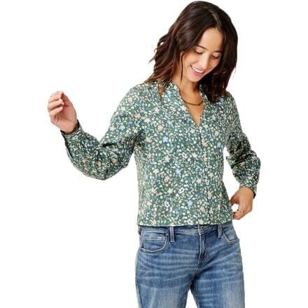 

Твиловый топ Reagan с длинными рукавами женский Carve Designs, цвет Cilantro Floral