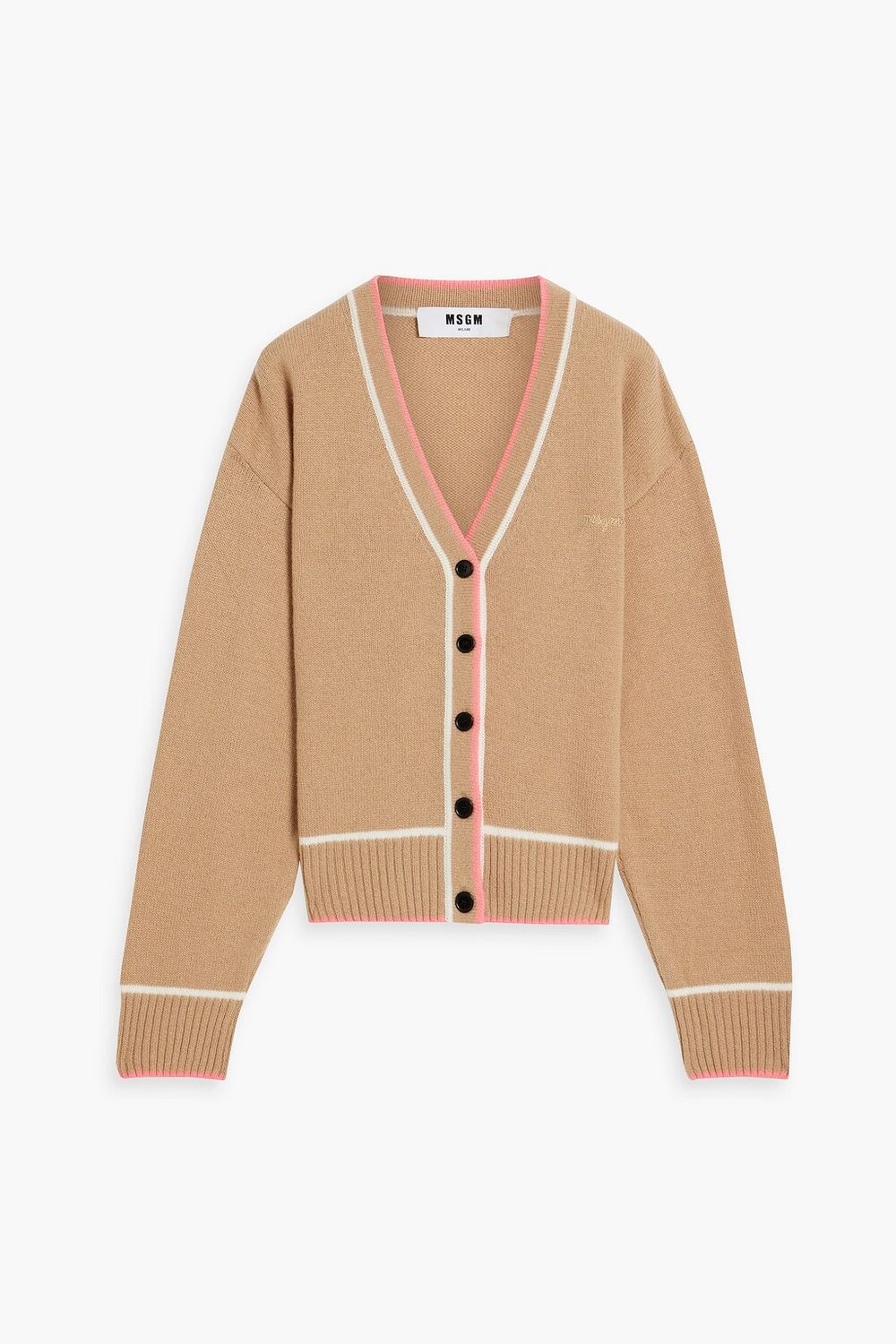 

Кардиган с вышивкой из смеси шерсти и кашемира MSGM, бежевый