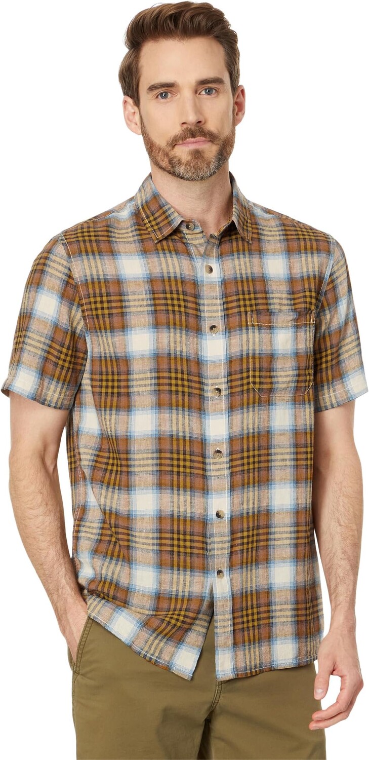 

Рубашка Pendleton Dawson Linen Shirt Short Sleeve, цвет Adobe/Tan/Blue Plaid