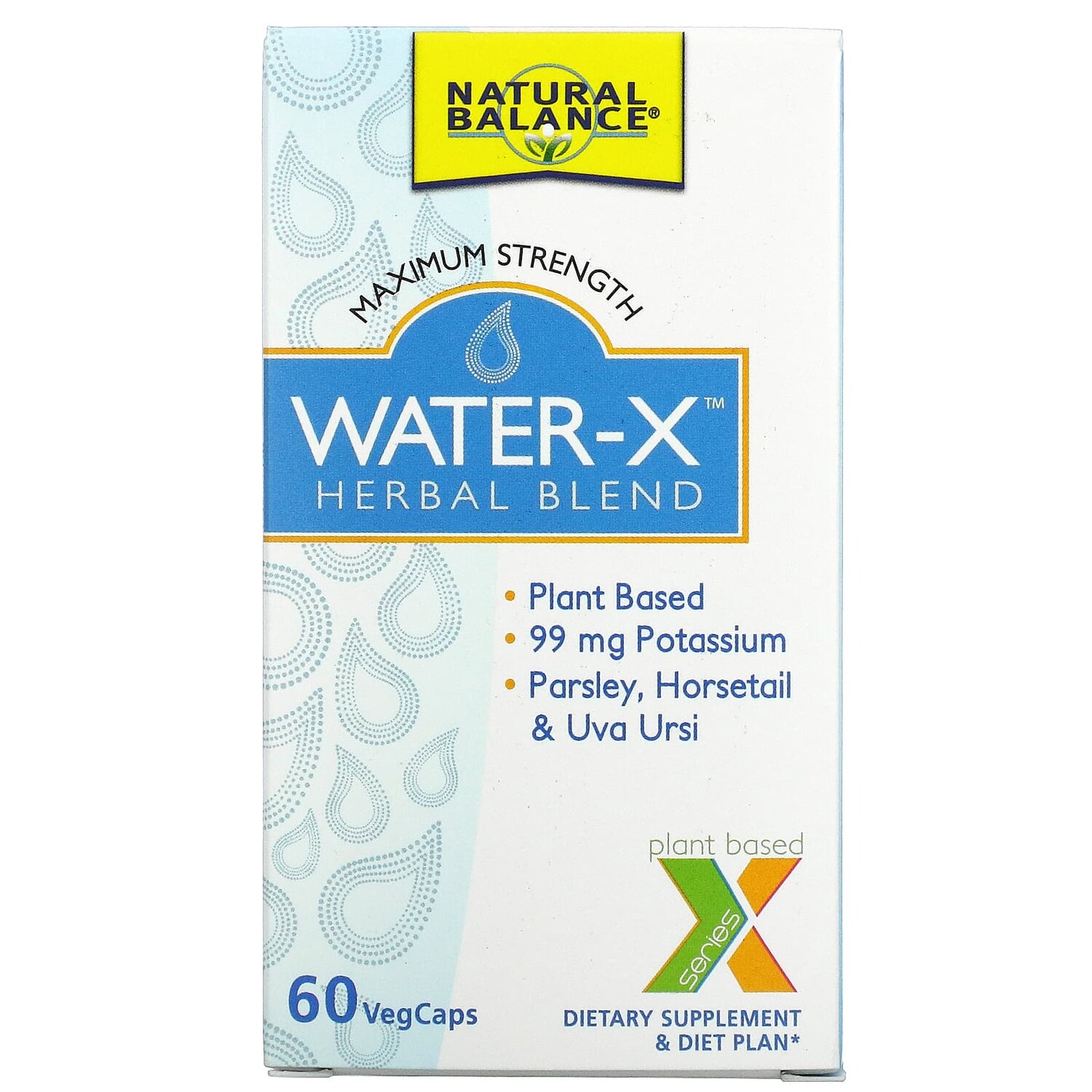 

Water-X, травяная смесь, максимальная эффективность, 60 растительных капсул, Natural Balance