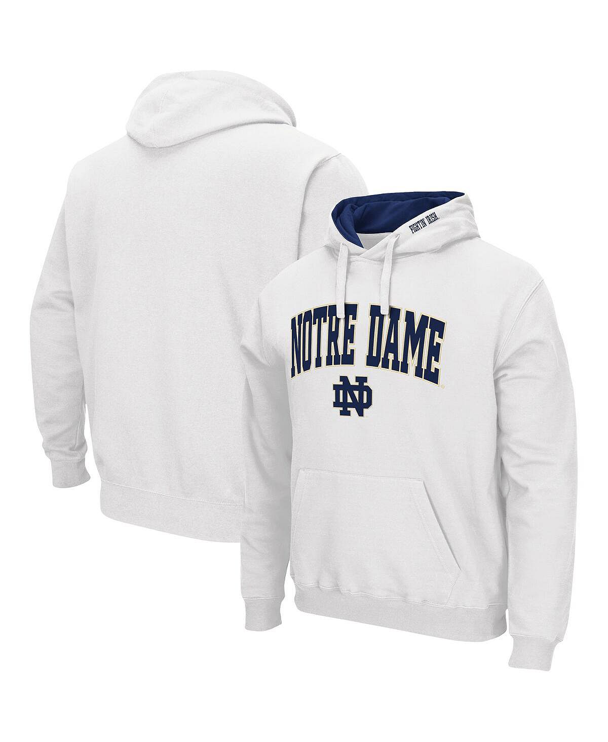 Мужской белый пуловер с капюшоном Notre Dame Fighting Irish Arch и Logo 3.0 Colosseum