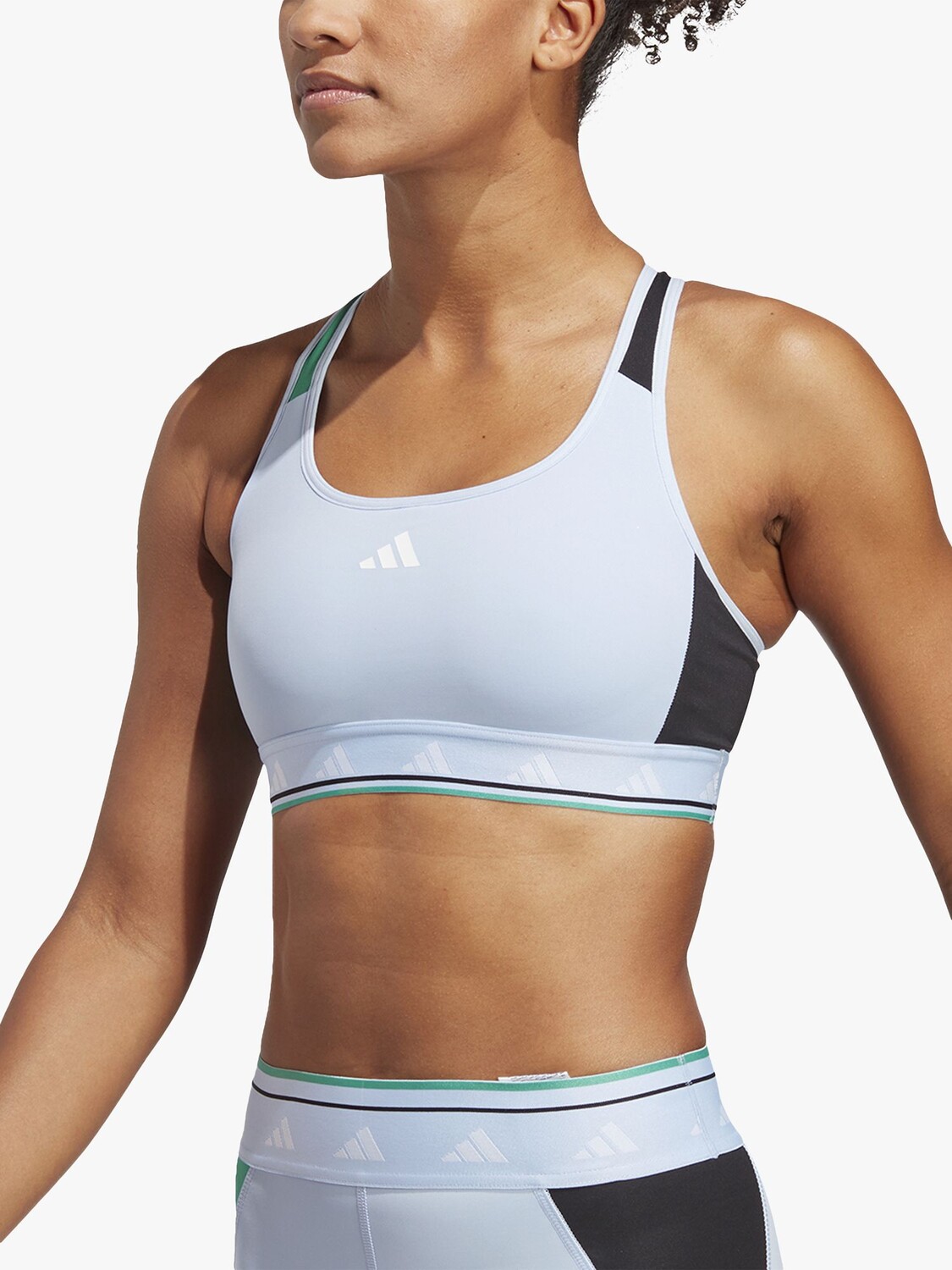 

Спортивный бюстгальтер средней ударной нагрузки adidas Powerreact Training Techfit, Blue Dawn/White