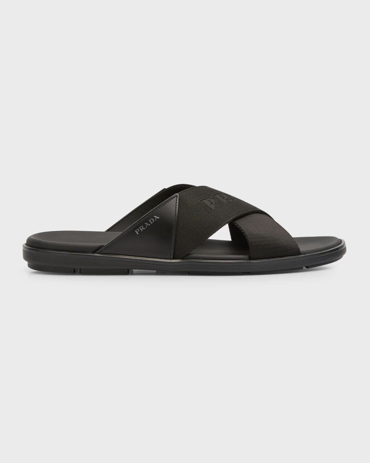Мужские шлепанцы с логотипом Nastro Web Prada, цвет Black