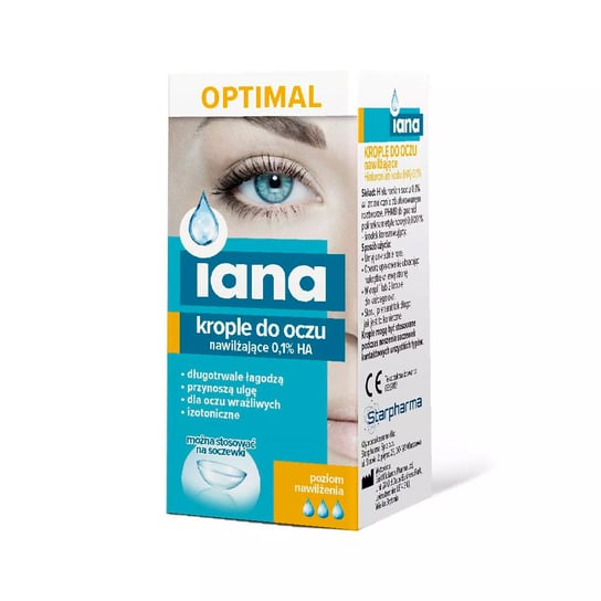 Iana, Капли для глаз Оптимальные увлажняющие 0,1% ГК, 10 мл зубные капли 10 мл