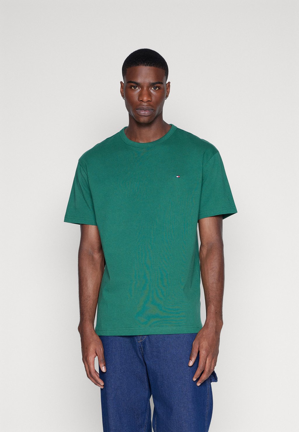 Базовая футболка Slim Jaspe Neck Tommy Jeans, цвет court green