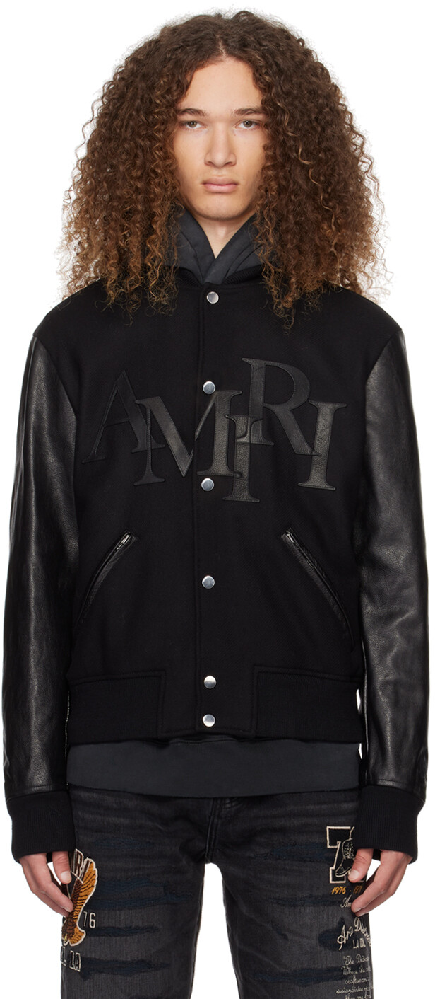 

Черный бомбер с шахматным узором Amiri