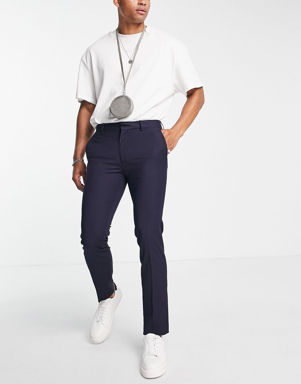 

Темно-синие узкие брюки Topman, Синий