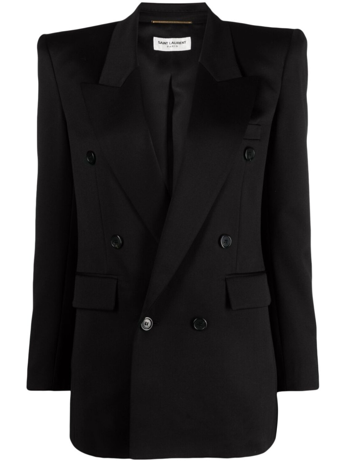 

Saint Laurent двубортный шерстяной блейзер, черный