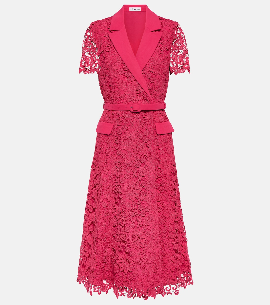 Кружевное платье миди Self-Portrait, розовый