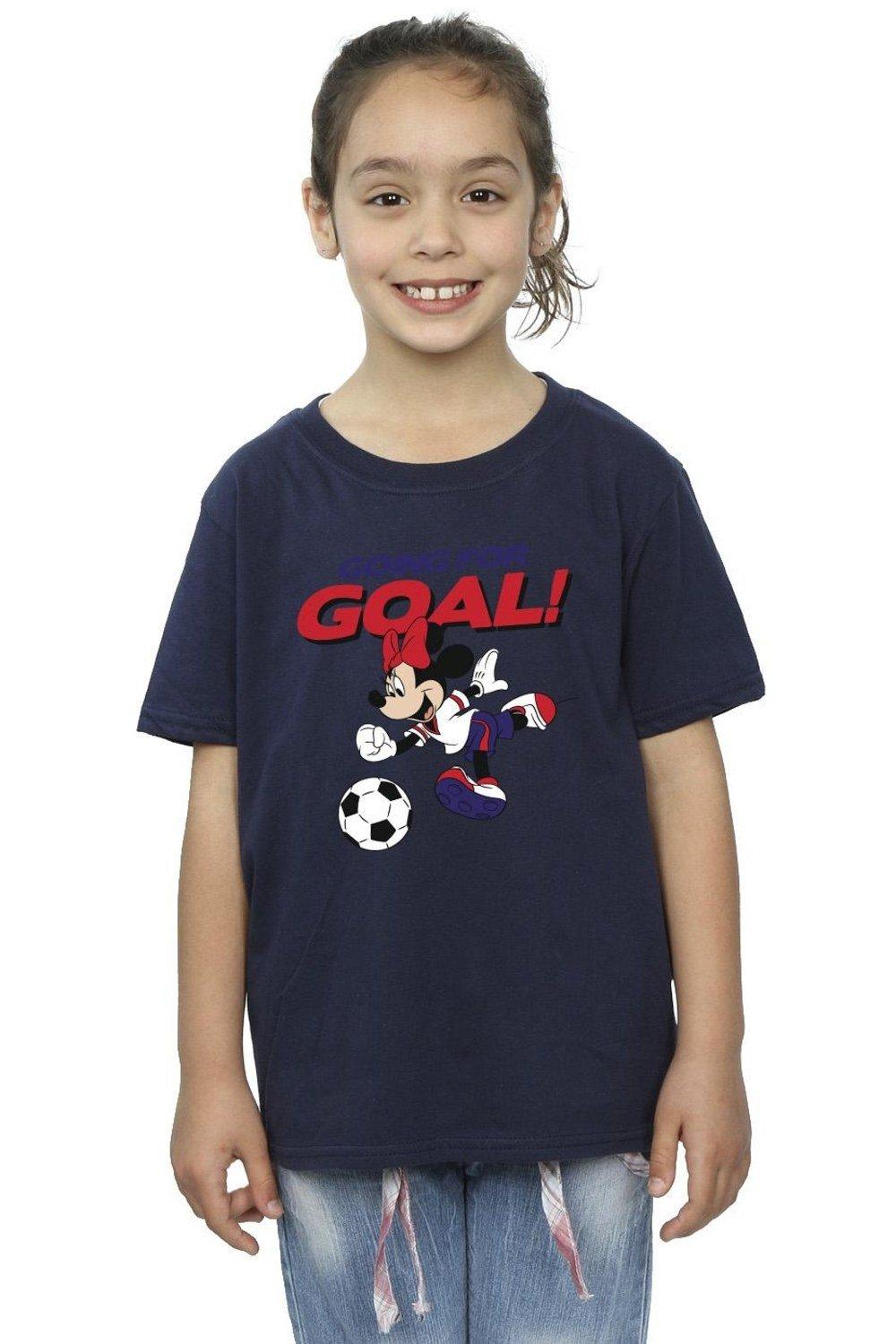 Хлопковая футболка «Минни Маус идет к цели» Disney, темно-синий