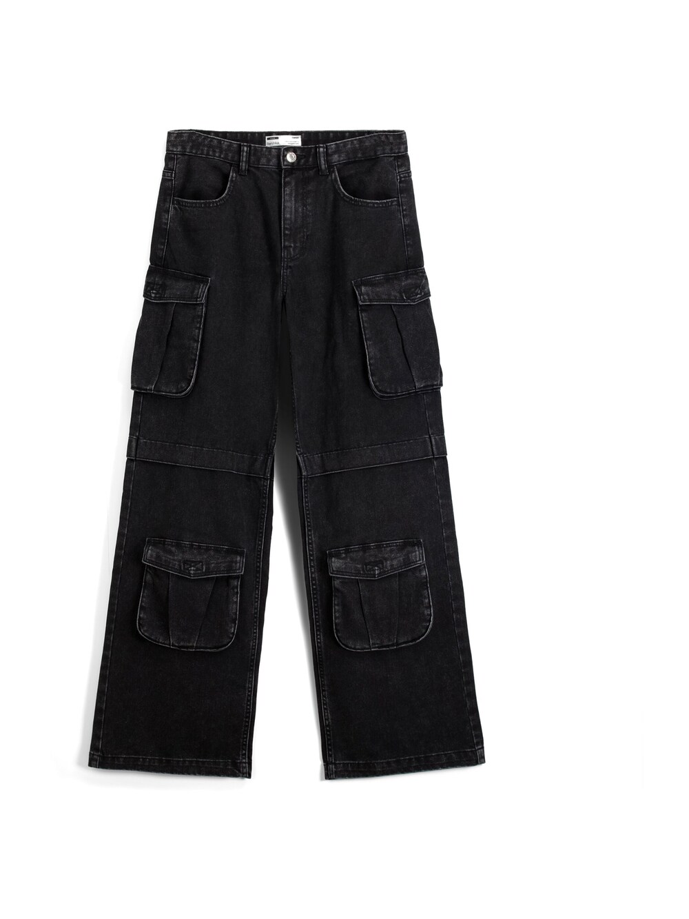 Широкие джинсы-карго Bershka, черный