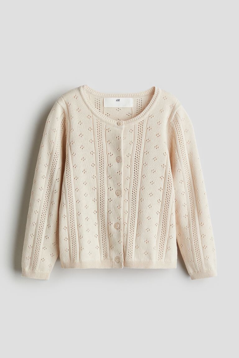 

Хлопковый кардиган структурированной вязки H&M, бежевый