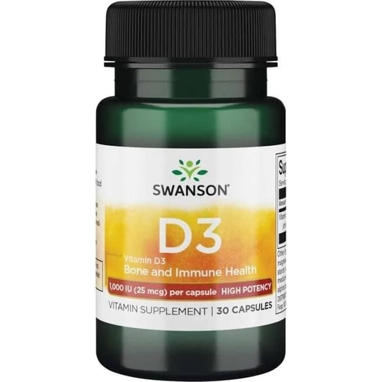 Swanson, Витамин D3 1000 МЕ, 30 капсул swanson витамин d3 высокая эффективность 1000 ме 25 мкг 30 капсул