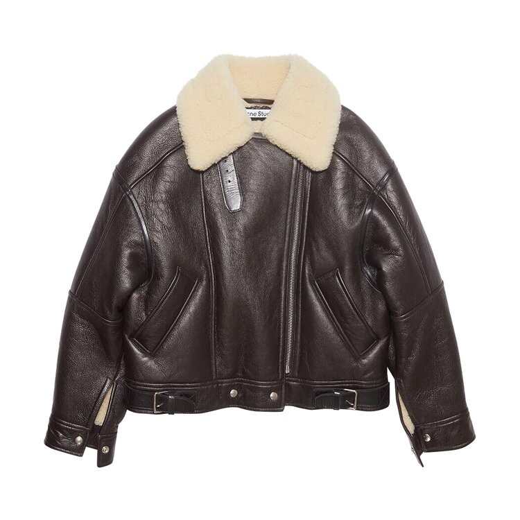 

Куртка Acne Studios Leather Shearling Jacket, коричневый