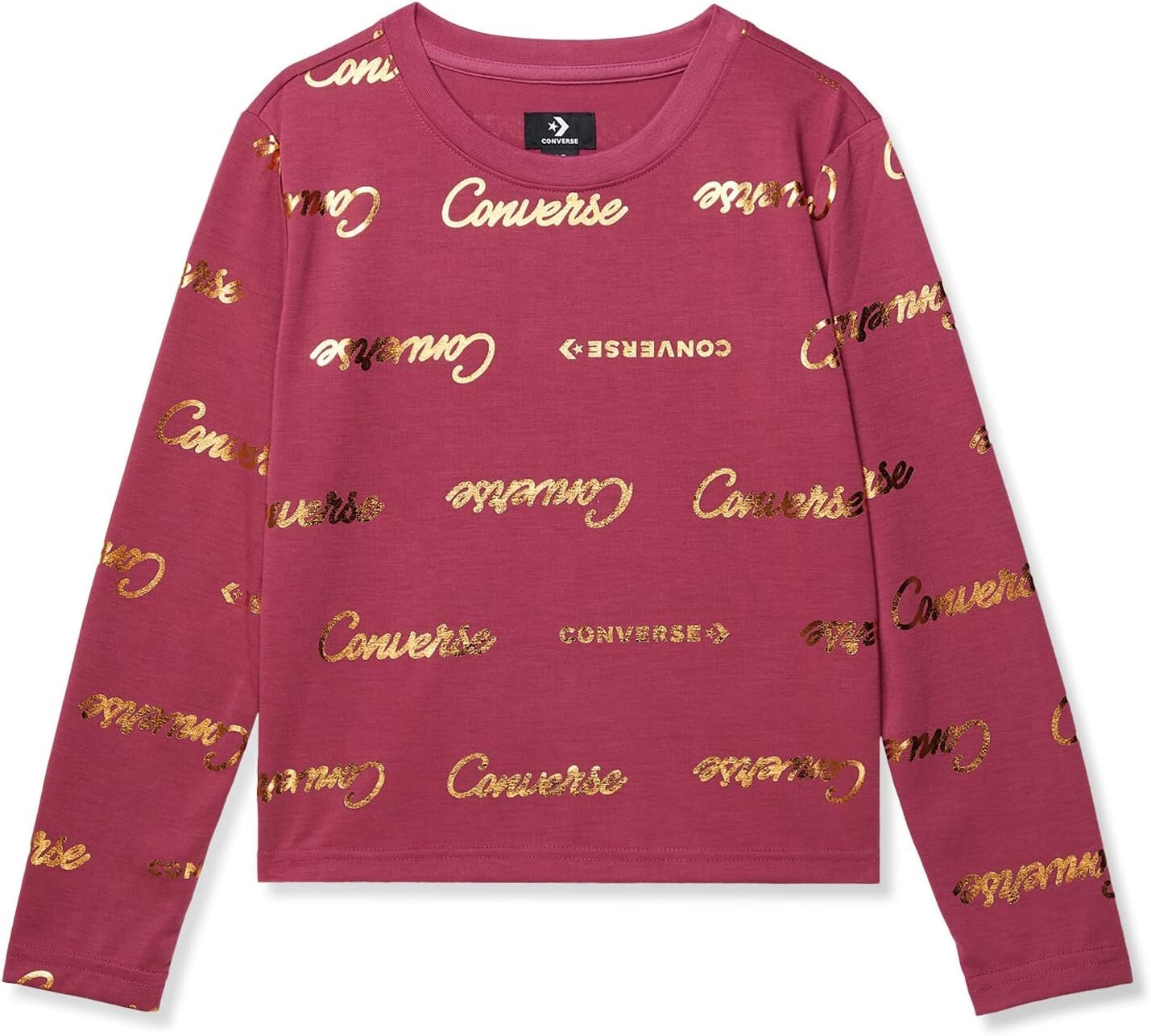 

Футболка Converse Long Sleeve Shiny Wordmark Boxy Tee, цвет Sweet Beet