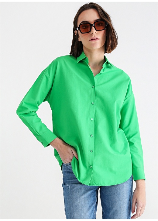 цена Простая зеленая женская рубашка с воротником Aeropostale
