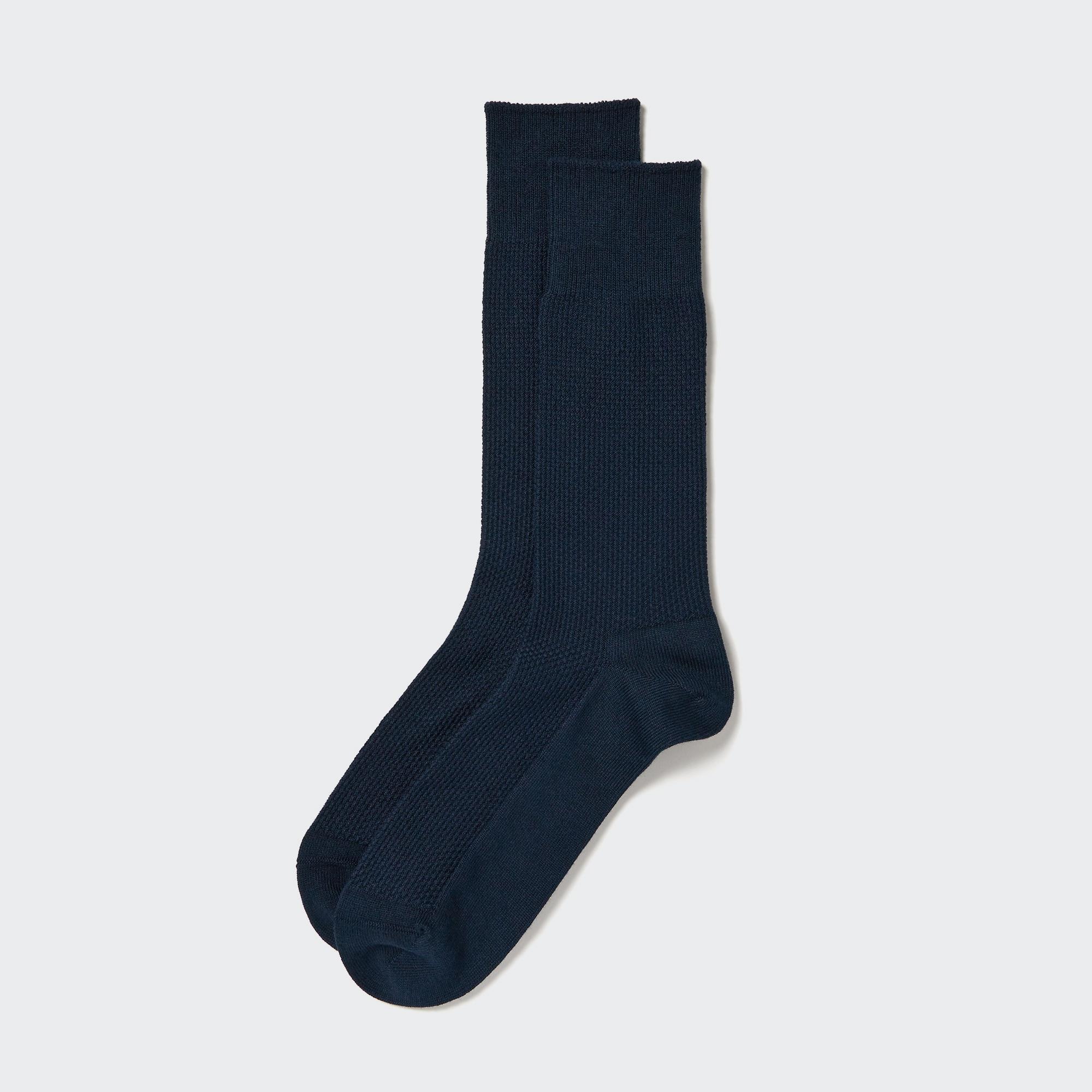 Хлопковые носки supima piqé UNIQLO, синий хлопковые носки supima в ребрику uniqlo черный