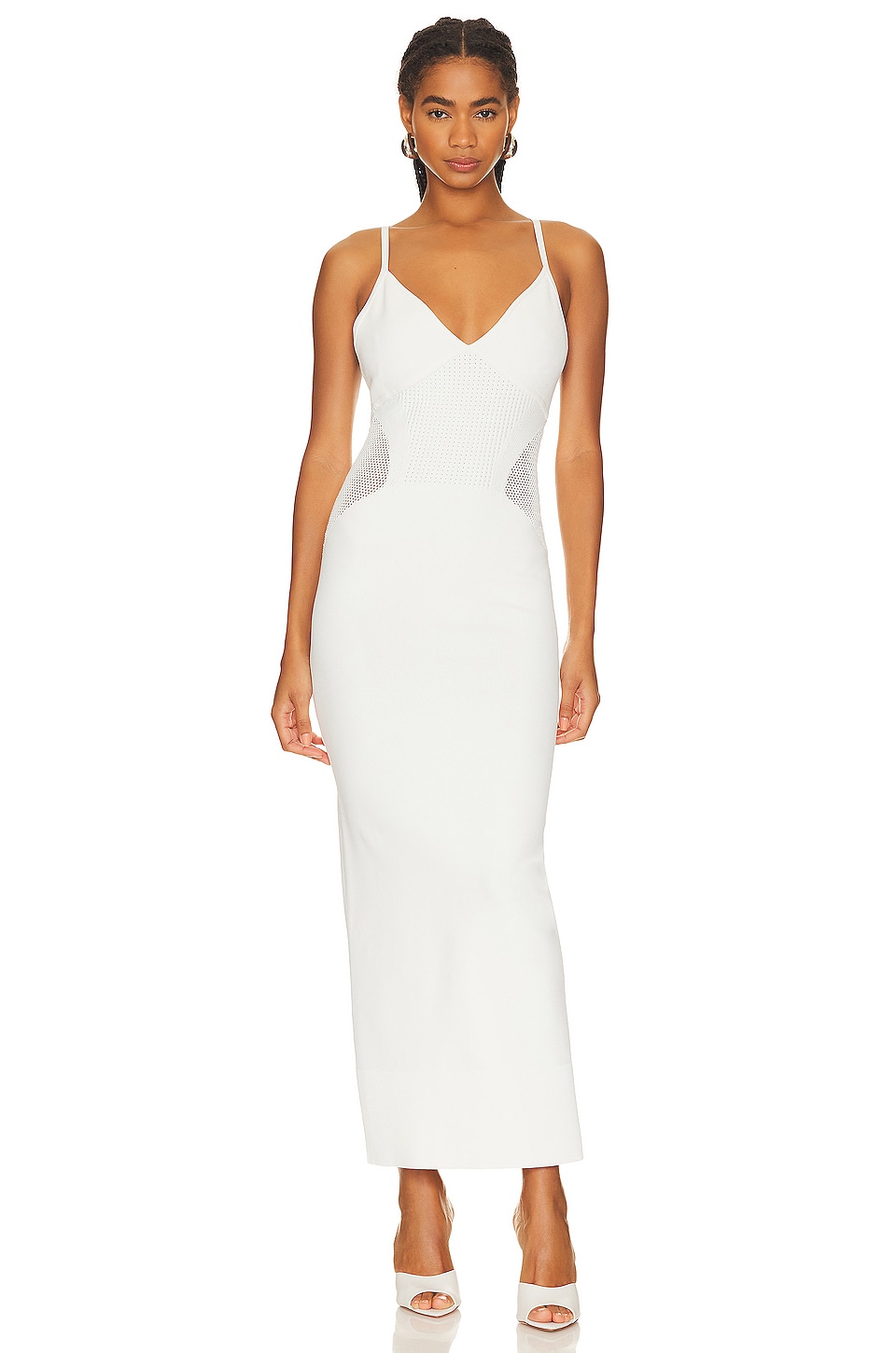 Платье Herve Leger Mixed Pointelle Strappy Gown, цвет Alabaster