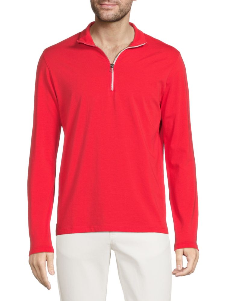 Рубашка на молнии Iconic Pima из хлопковой смеси Patrick Assaraf, красный джемпер patrick размер xxxxxs красный