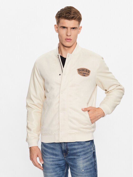 

Бомбер стандартного кроя Guess, бежевый