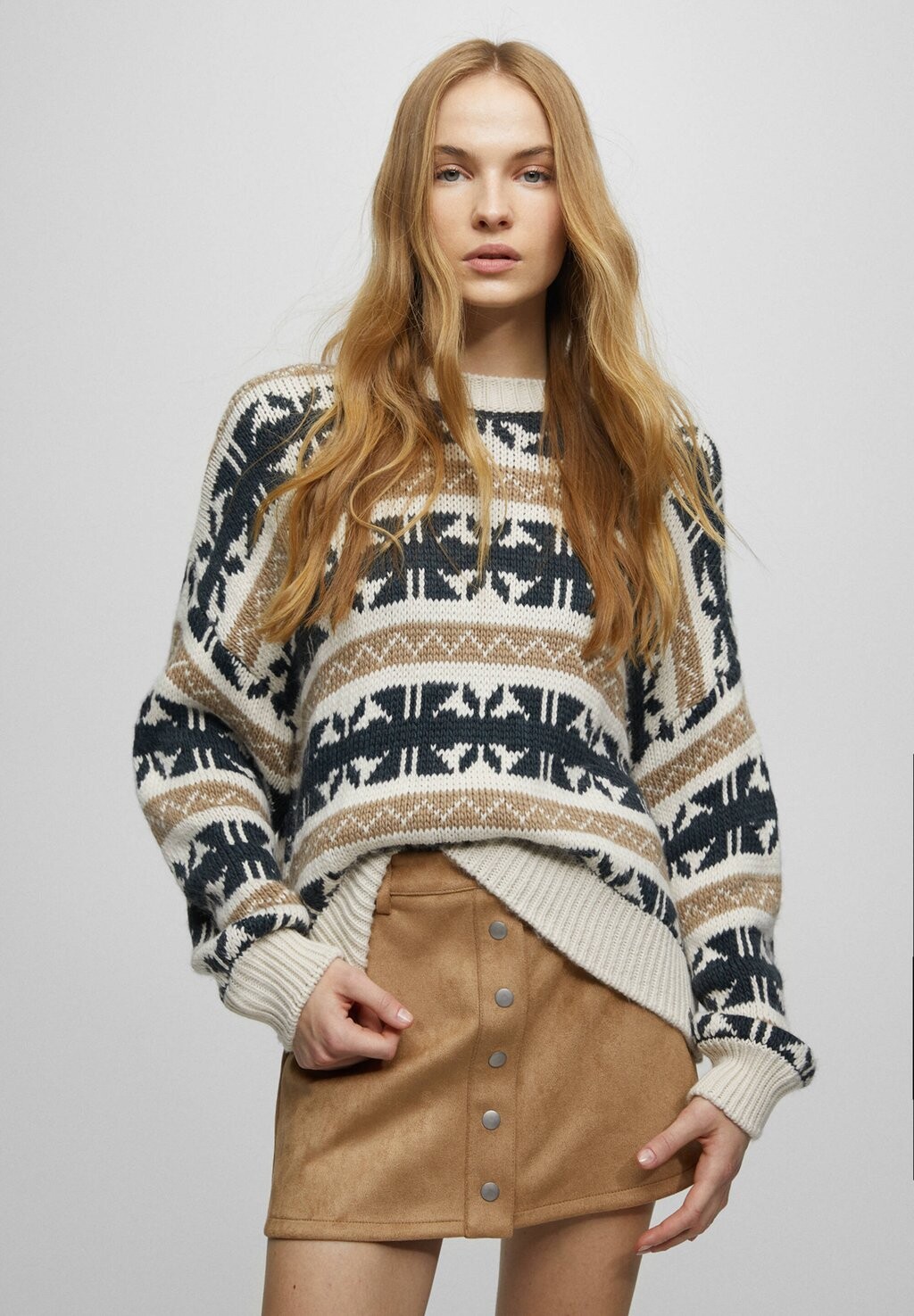 

Юбка расклешенная PULL&BEAR, бежевый