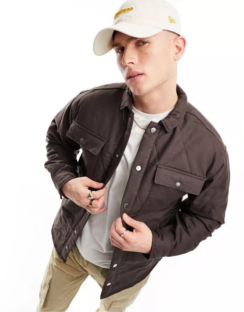 

Стеганая рубашка шоколадного цвета Jack & Jones Originals