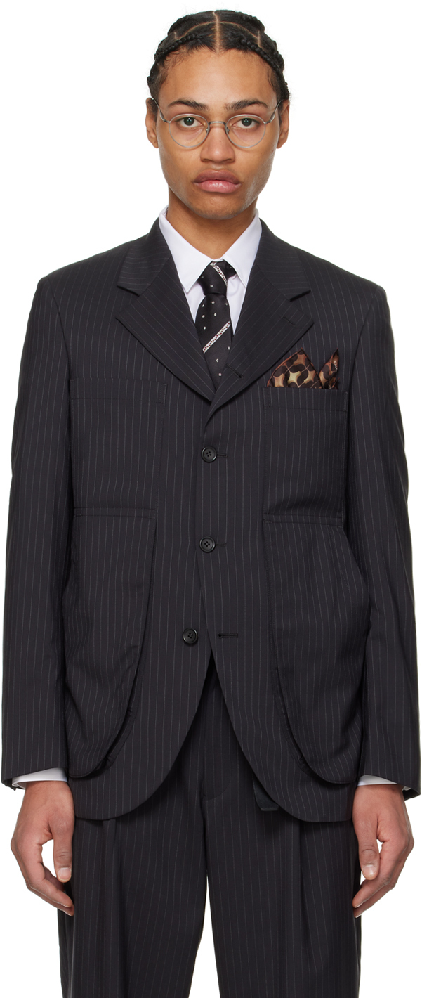 Серый пиджак в тонкую полоску Comme Des Garcons, цвет Charcoal grey