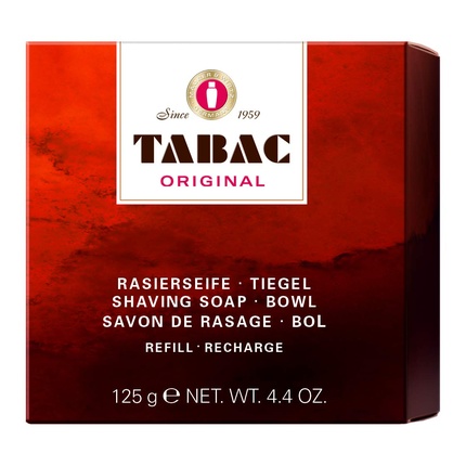 

Tabac Original мыло для бритья со сменным наполнением для чаши — обеспечивает легкое и тщательное бритье — оригинальное с 1959 года, 125 г