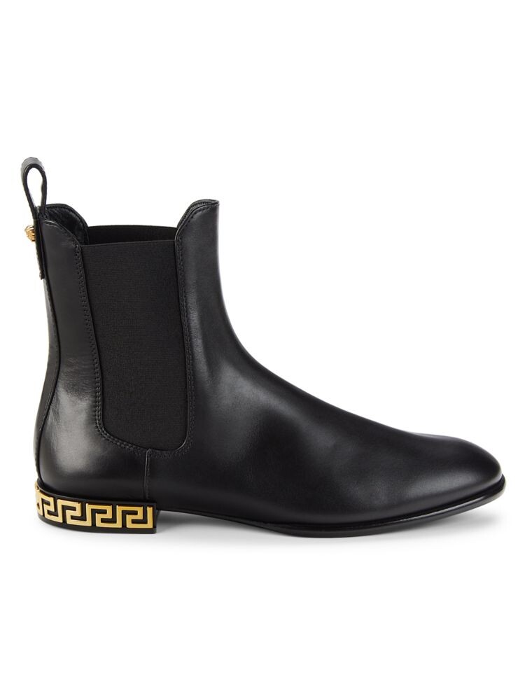 

Кожаные ботинки челси на каблуке с логотипом Versace, черный