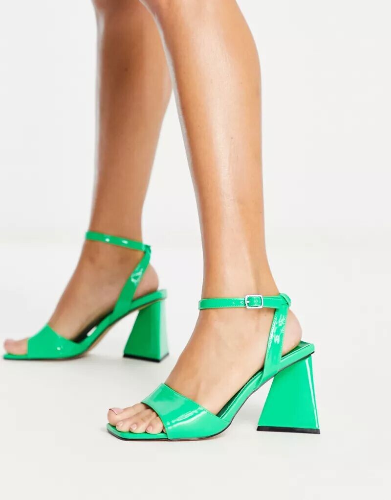 

Зеленые босоножки на блочном каблуке из двух частей Topshop Remi