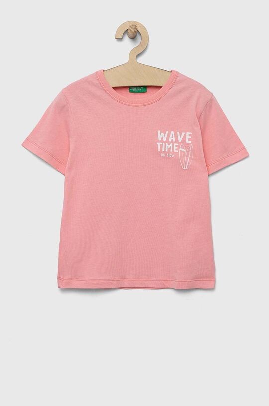 

Хлопковая футболка для детей United Colors of Benetton, розовый