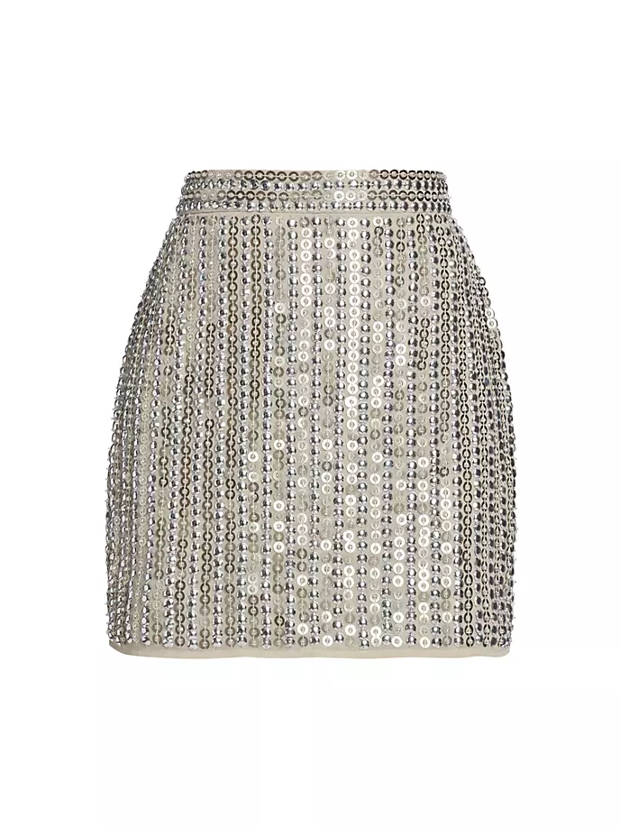 

Мини-юбка с раздельными пайетками Mac Duggal, цвет silver