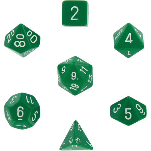 

Игровые кубики Opaque Polyhedral Dice 7 Set: Green/White Chessex