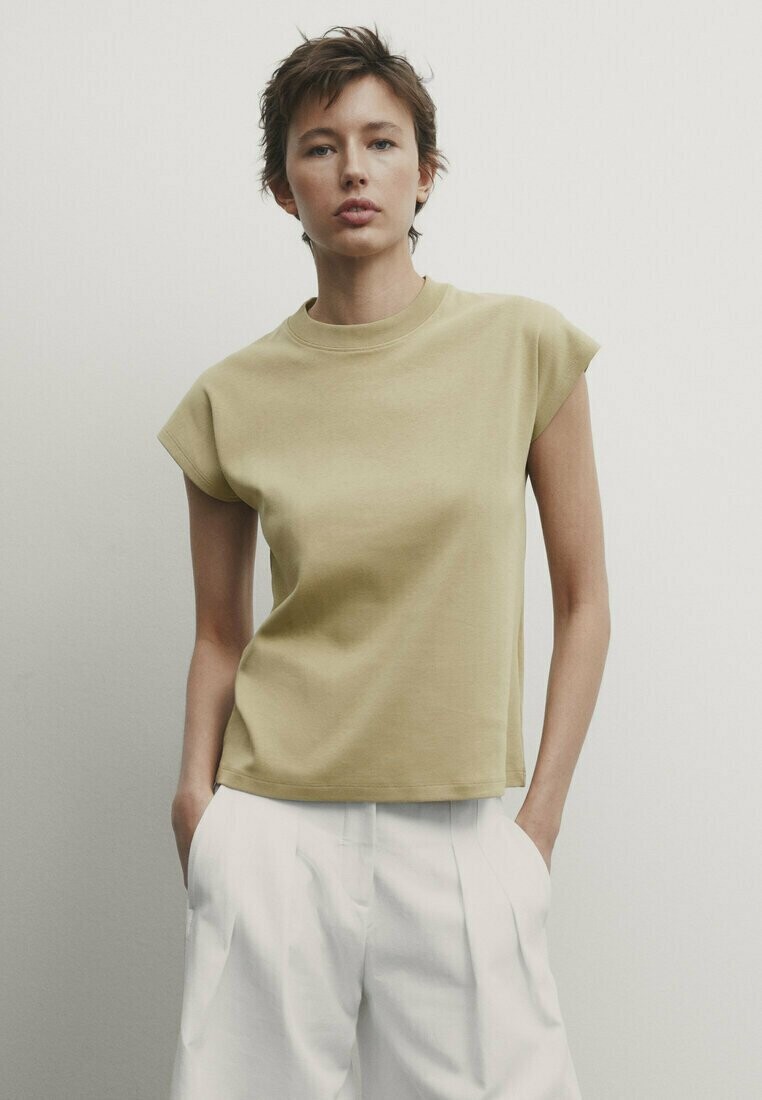 

Базовая футболка Drop Sleeve Massimo Dutti, цвет light green